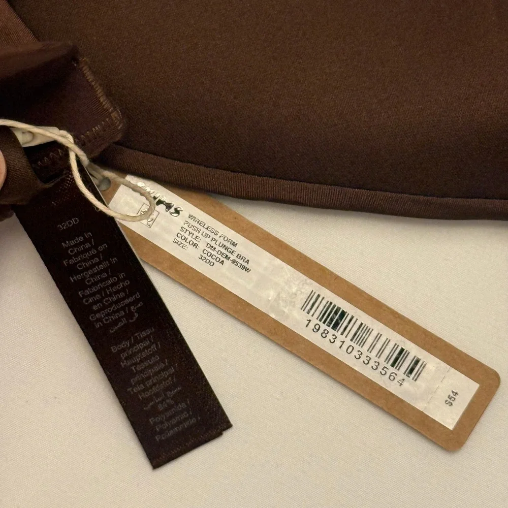 Skims, Wireless Form Push Up Plunge Bra, 32DD, Cocoa, Seamless Comfort, MSRP $54